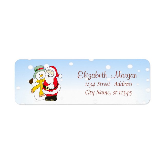 God Jul,Tomte,Snöman Returadress Etikett (Framsidan)