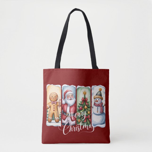 God Jul Tomte Snömannen Julgran Vinter Tygkasse (Framsida)