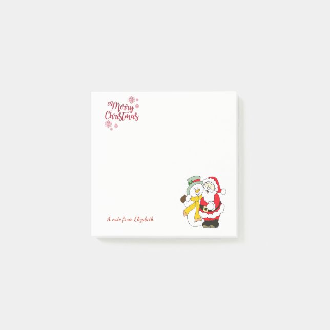 God Jul,Tomte,Snömannen-Personlig Post-it Block (Framsida)