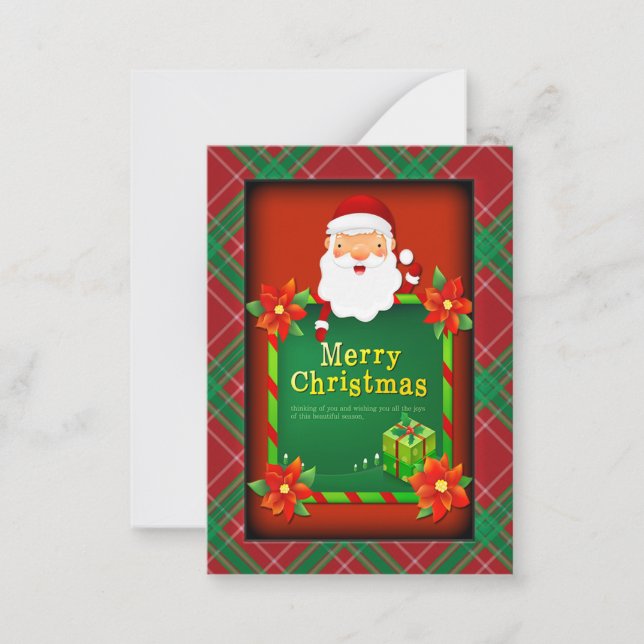 God Jul Tomte Tartanrandig Anteckningskort (Framsida)