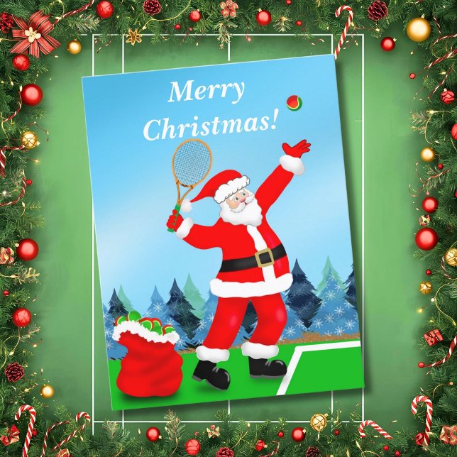 God Jul Tomte Tennis Helg Vykort (Skapare uppladdad)