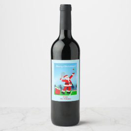 God Jul Tomte Tennis Vinflaska Etikett
