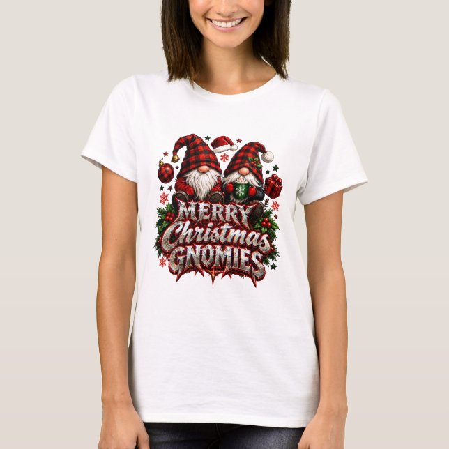 God jul Tomtebuffel Randig Tröja, Söt  T Shirt (Framsida)