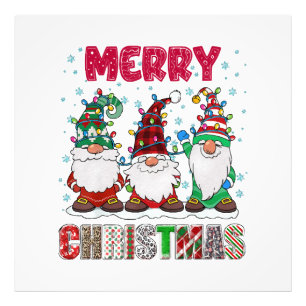 God Jul Tomtefamilj Roligt Julträd Fototryck