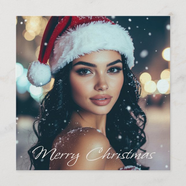 God Jul - Tomteflicka -  Inbjudningar (Framsida)