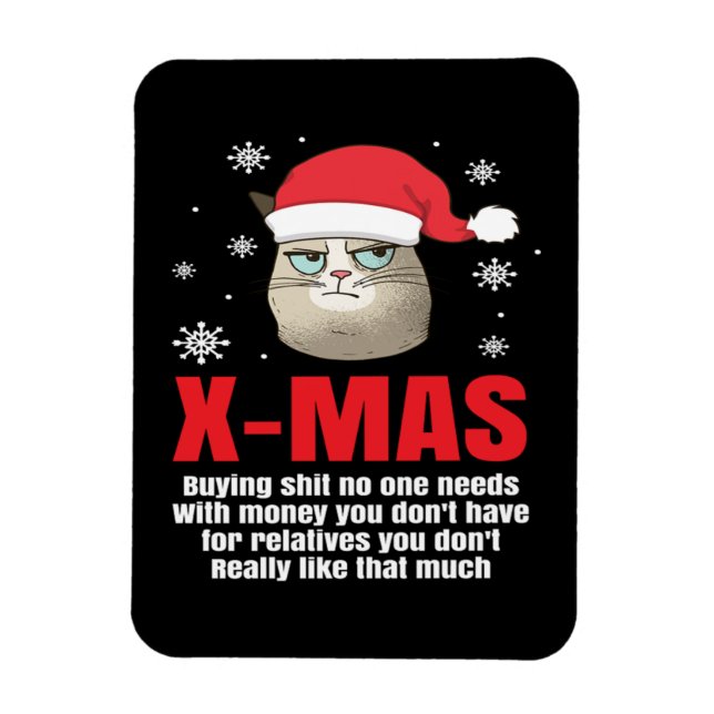 God jul, tomten Cat Lover Humor Grinch Magnet (Vertikal)