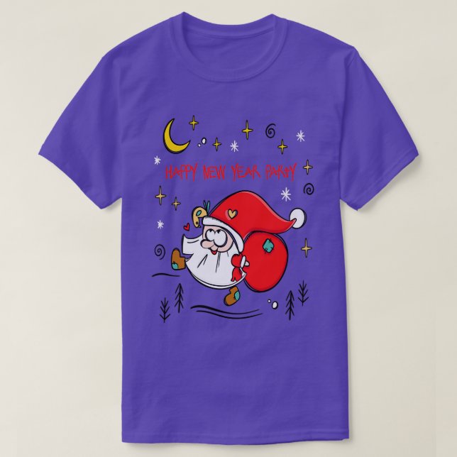 God jul tomten med väska, roligt skäggigt med t shirt (Design framsida)