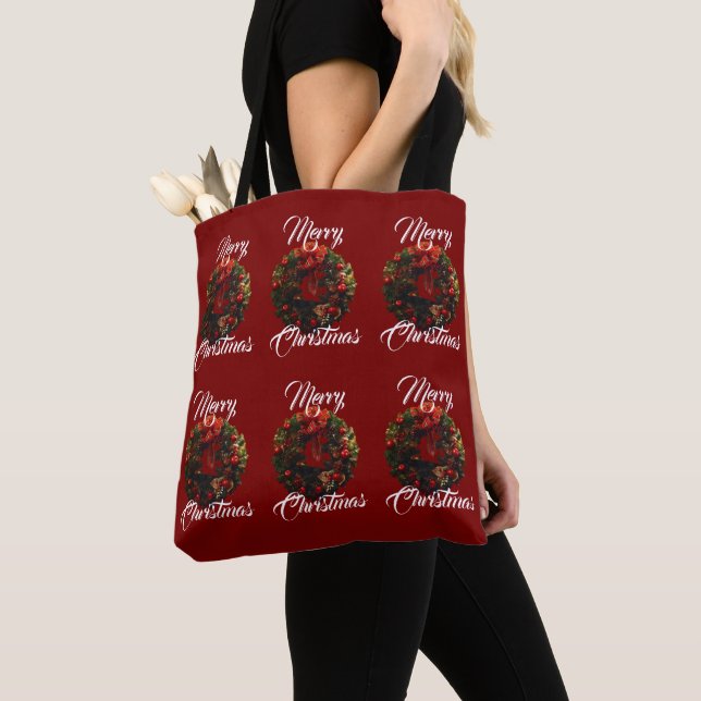 "God jul" Tote Bag Tygkasse (Närbild)