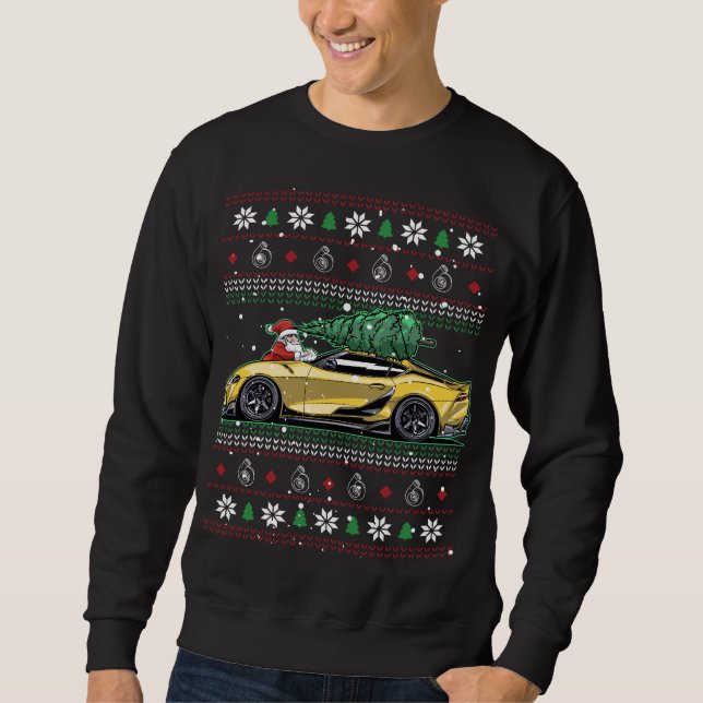 God jul Toyota Supra A90! Best Car Guy Gift Lång Ärmad Tröja (Framsida)