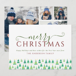 God jul Träd 4 Fotofamilj Julkort