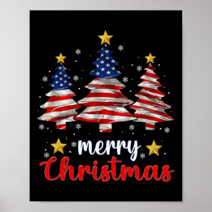 God jul Träd American Flagga Funny USA Flagga X Poster