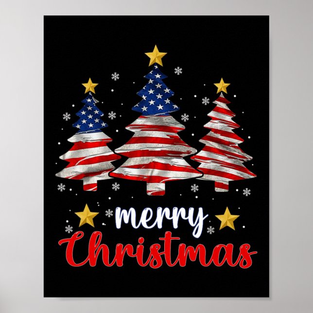 God jul Träd American Flagga Funny USA Flagga X Poster (Framsidan)