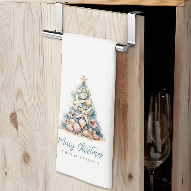 God jul Träd Beach Kökshandduk (Merry Christmas Tree Beach kitchen towel )