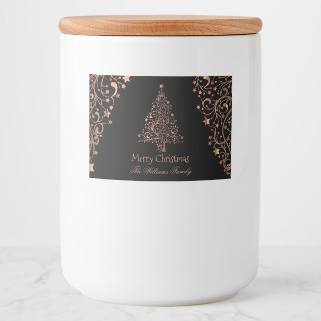 God jul Träd Black Brown Copper Mat Etiketter (Framsida)