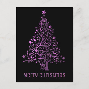 God jul Träd Black Rosa Metallic look Helg Vykort