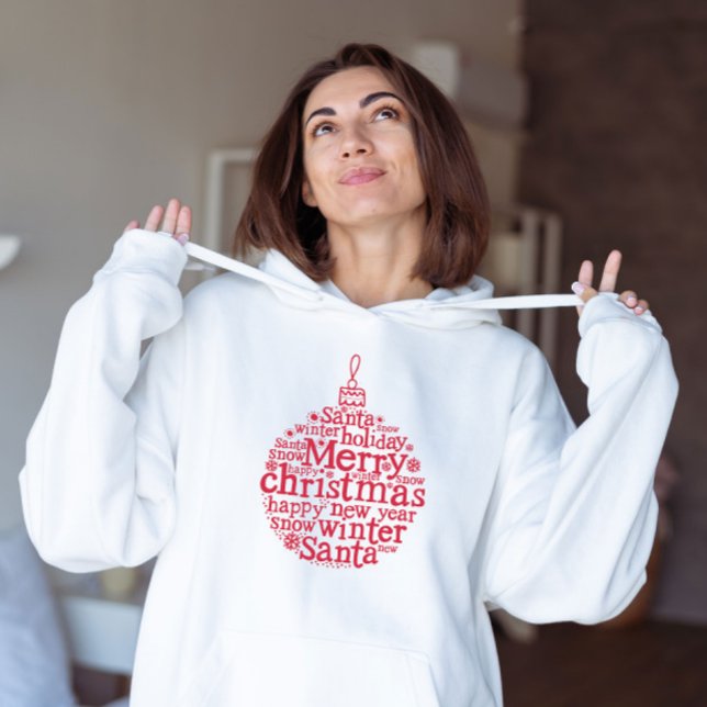 God jul Träd Boll, typografi Röd T Shirt (Skapare uppladdad)