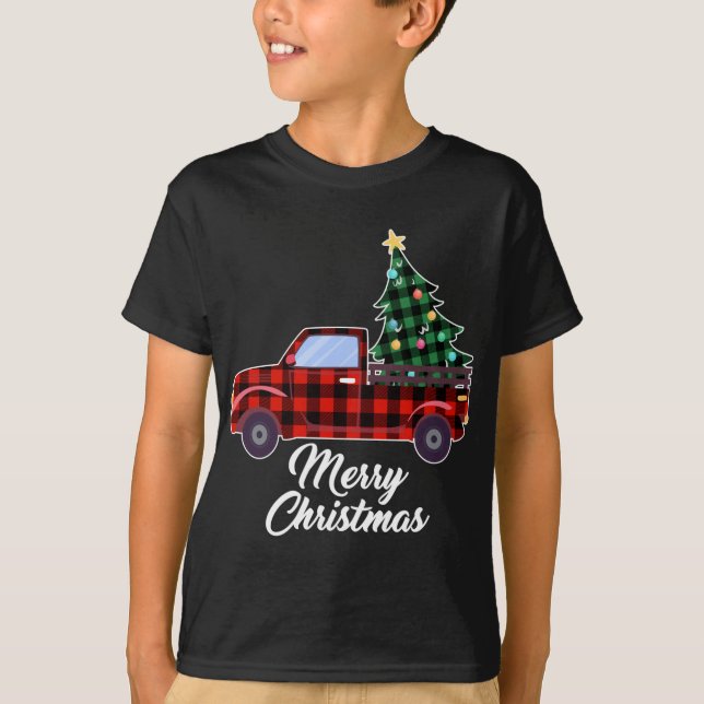 God jul Träd Buffalo Pput Red Lastbil T Shirt (Framsida)