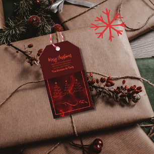 God jul Träd Burgundy Gift Märkre Presentetikett