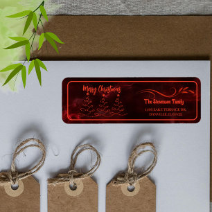 God jul Träd Burgundy returnerade Adress Returadress Etikett