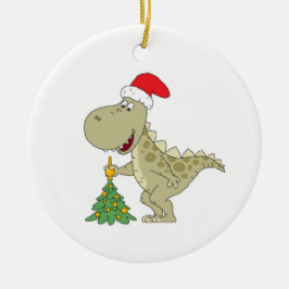 God jul Träd Cute Dinosaur Santa Hat Julgransprydnad Keramik