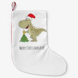 God jul Träd Cute Dinosaur Santa Hat Liten Julstrumpa