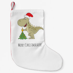 God jul Träd Cute Dinosaur Santa Hat Liten Julstrumpa