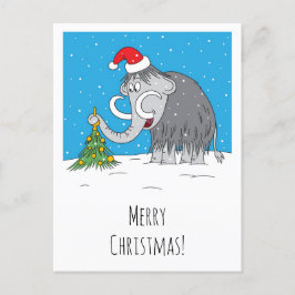 God jul Träd Cute Mammoth Santa Hat Helg Vykort