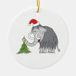 God jul Träd Cute Mammoth Santa Hat Julgransprydnad Keramik