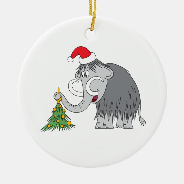 God jul Träd Cute Mammoth Santa Hat Julgransprydnad Keramik (Framsidan)