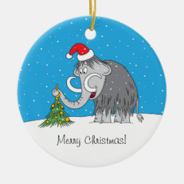 God jul Träd Cute Mammoth Santa Hat Julgransprydnad Keramik