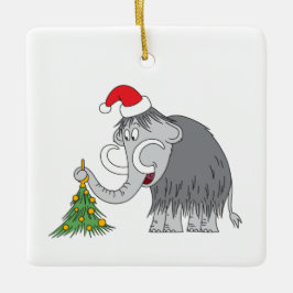 God jul Träd Cute Mammoth Santa Hat Julgransprydnad Keramik
