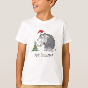 God jul Träd Cute Mammoth Santa Hat T Shirt