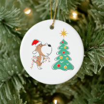 God jul Träd Cute Puppy Hund Santa Hat