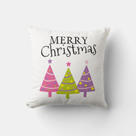 God jul Träd Cute Rosa Lila Grönt  Kudde