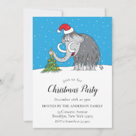 God jul Träd Cute Santa Hat Mammoth Party Inbjudningar
