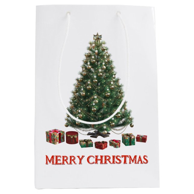 God jul. Träd (design 1) med presenter (Framsidan)