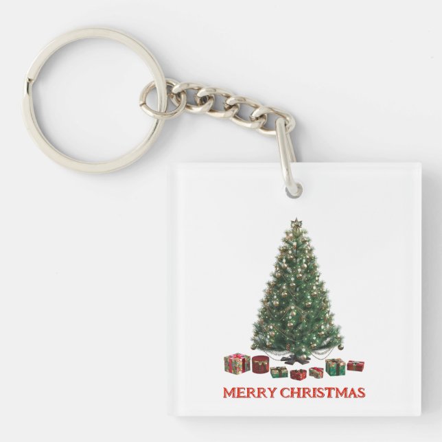 God jul. Träd (design 1) med presenter (Framsidan)