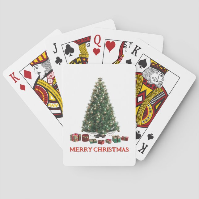 God jul. Träd (design 1) med presenter Casinokort (Baksidan)