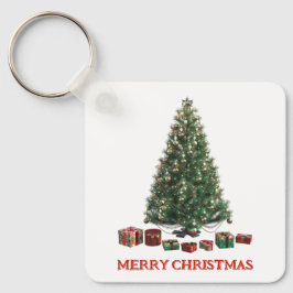 God jul. Träd (design 1) med presenter Nyckelring