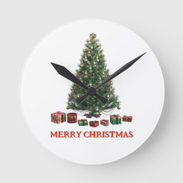 God jul. Träd (design 1) med presenter Rund Klocka