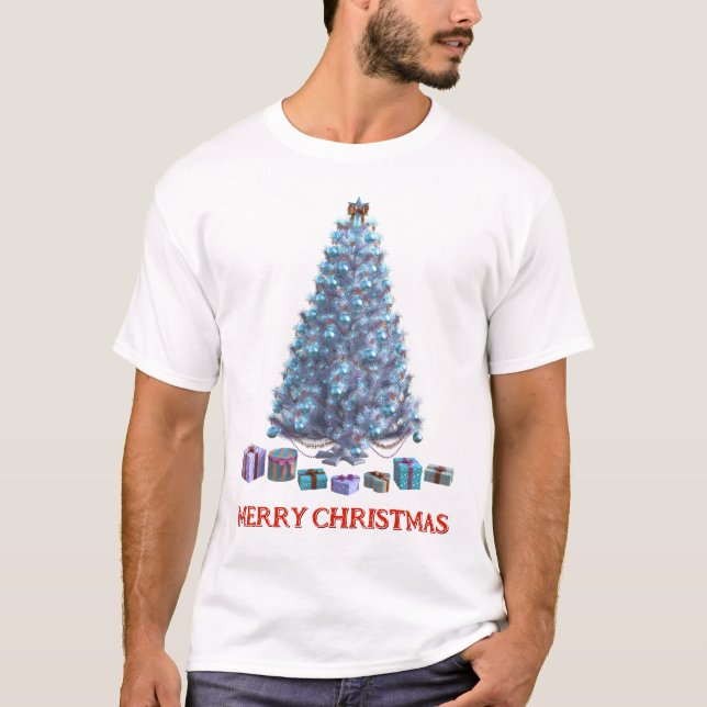 God jul. Träd (design 2) med gåvor T Shirt (Framsida)