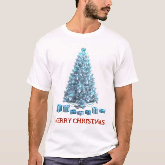 God jul. Träd (design 4) med gåvor T Shirt (Framsida)