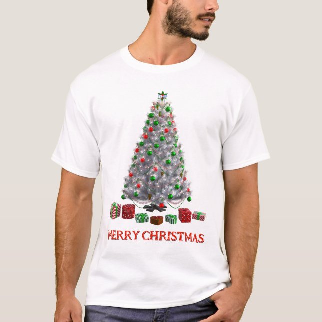 God jul. Träd (design 6) med gåvor T Shirt (Framsida)
