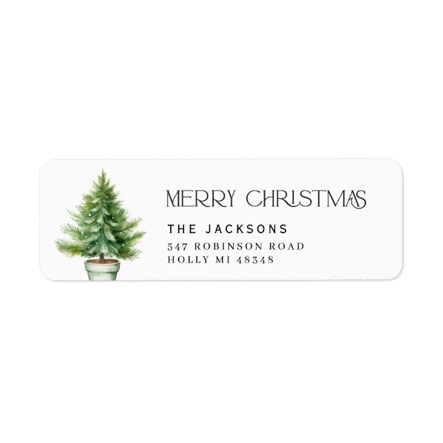 God jul Träd-etikett Returadress Etikett (Framsidan)