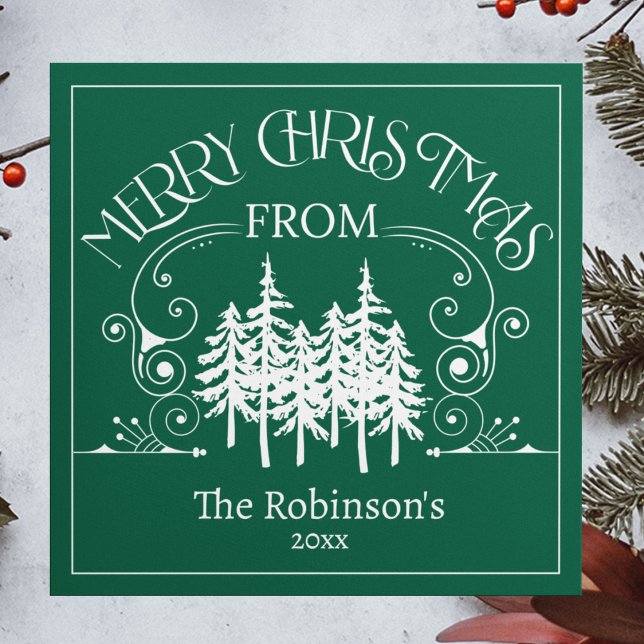 God jul Träd Familj Namn Julkort (Skapare uppladdad)