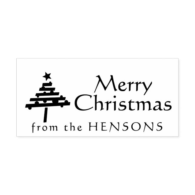 God Jul Träd Familjenamn Högtid Stämpel (Tryck)