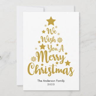 God jul Träd-form i Guld-julkortet Julkort