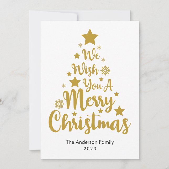 God jul Träd-form i Guld-julkortet Julkort (Framsida)