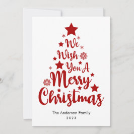 God jul Träd-form i rött julkort