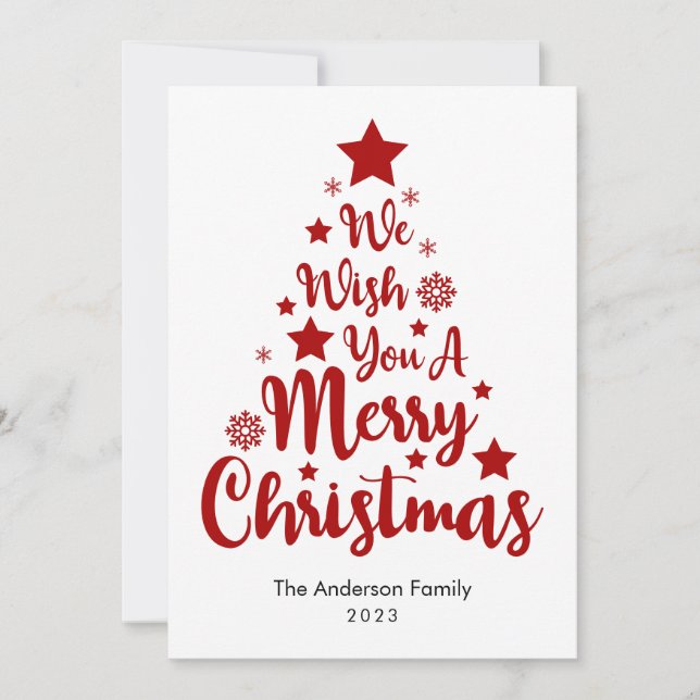 God jul Träd-form i rött julkort (Framsida)